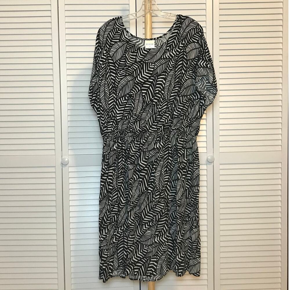 Bedford Fair Tropical Round Neck Short Sleeve Sheath Midi Dress 2XL